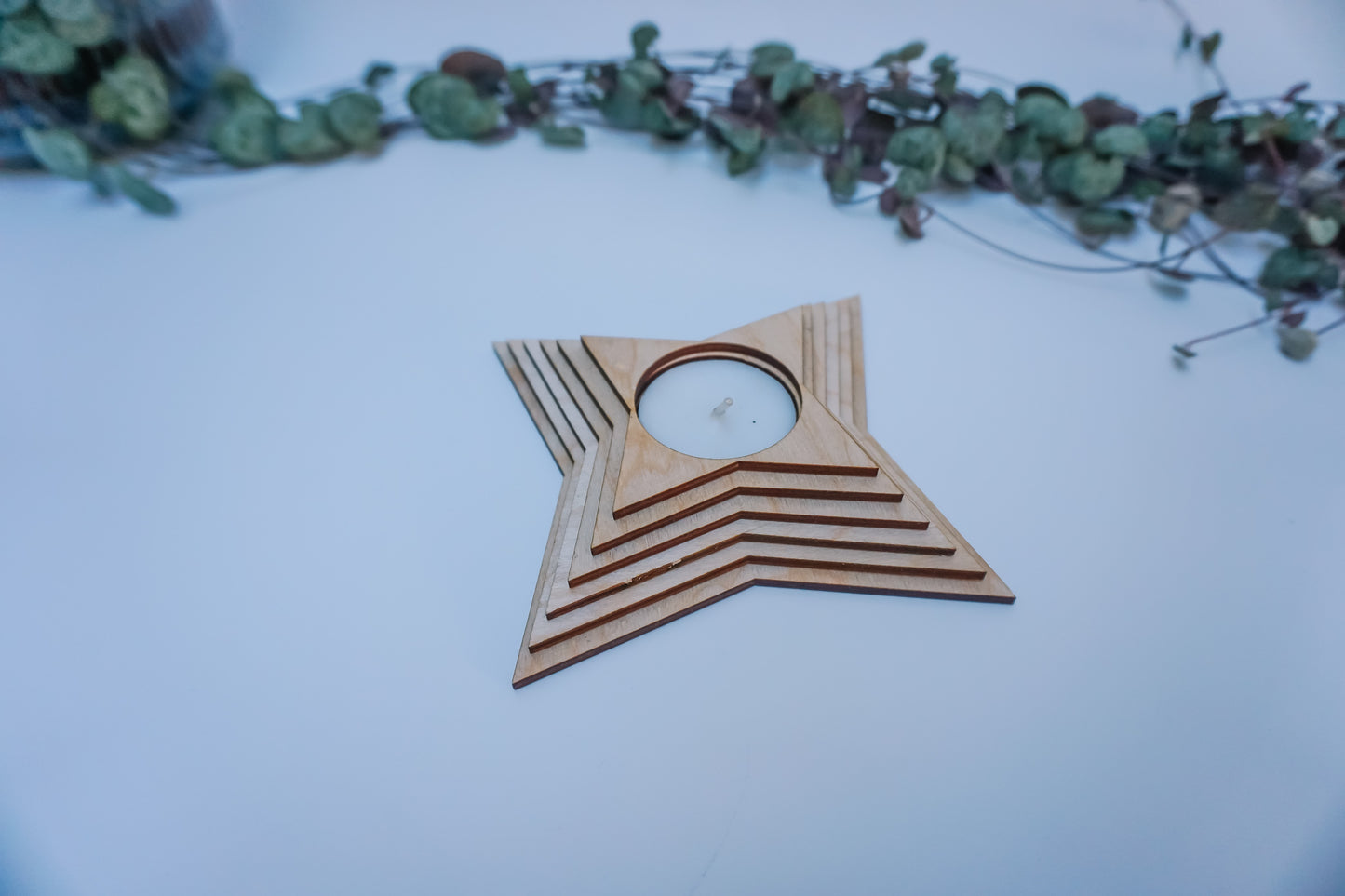 Houten kerst theelichthouder