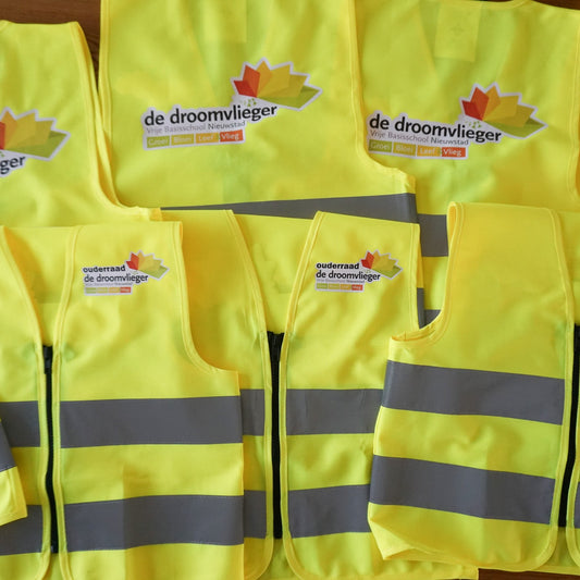 Fluo jassen bedrukt voor school