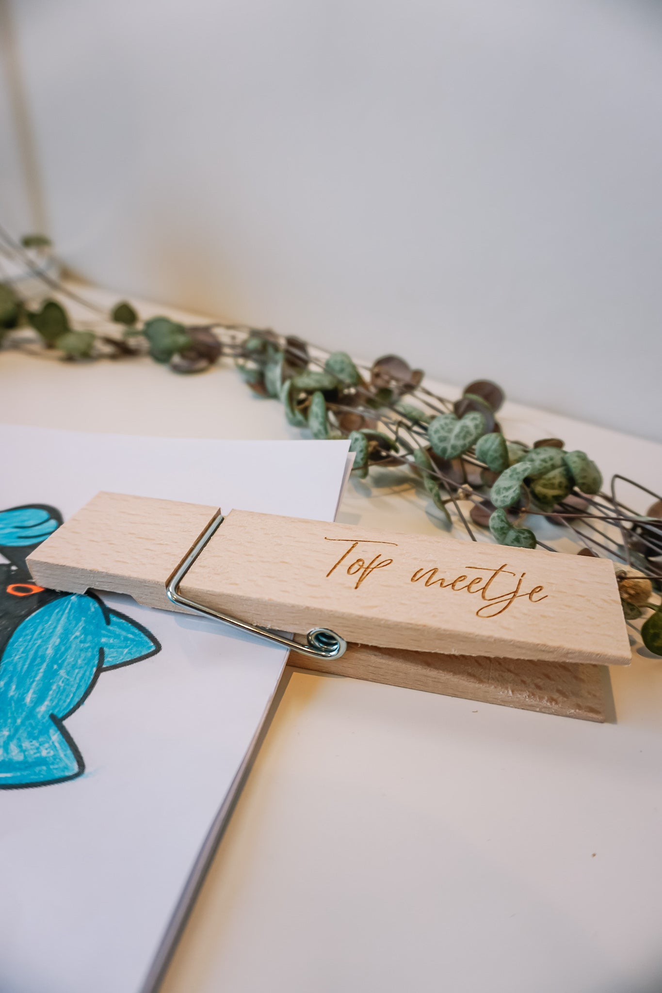 Mega houten wasknijper met gravure