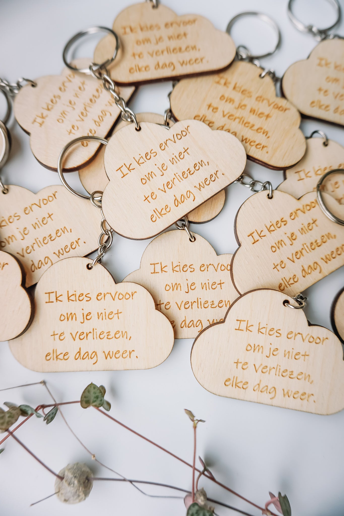 Houten sleutelhanger met logo