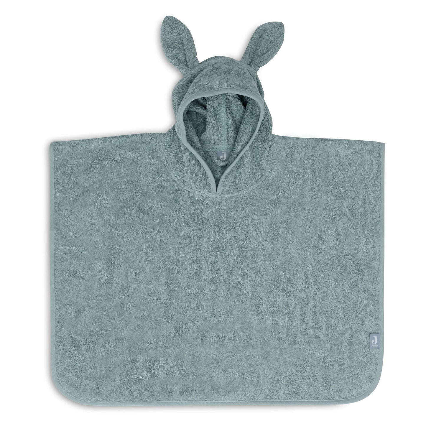 Badponcho badstof in sea green van Jollein, zachte badponcho voor baby met capuchon en oortjes die geborduurd kan worden met naam