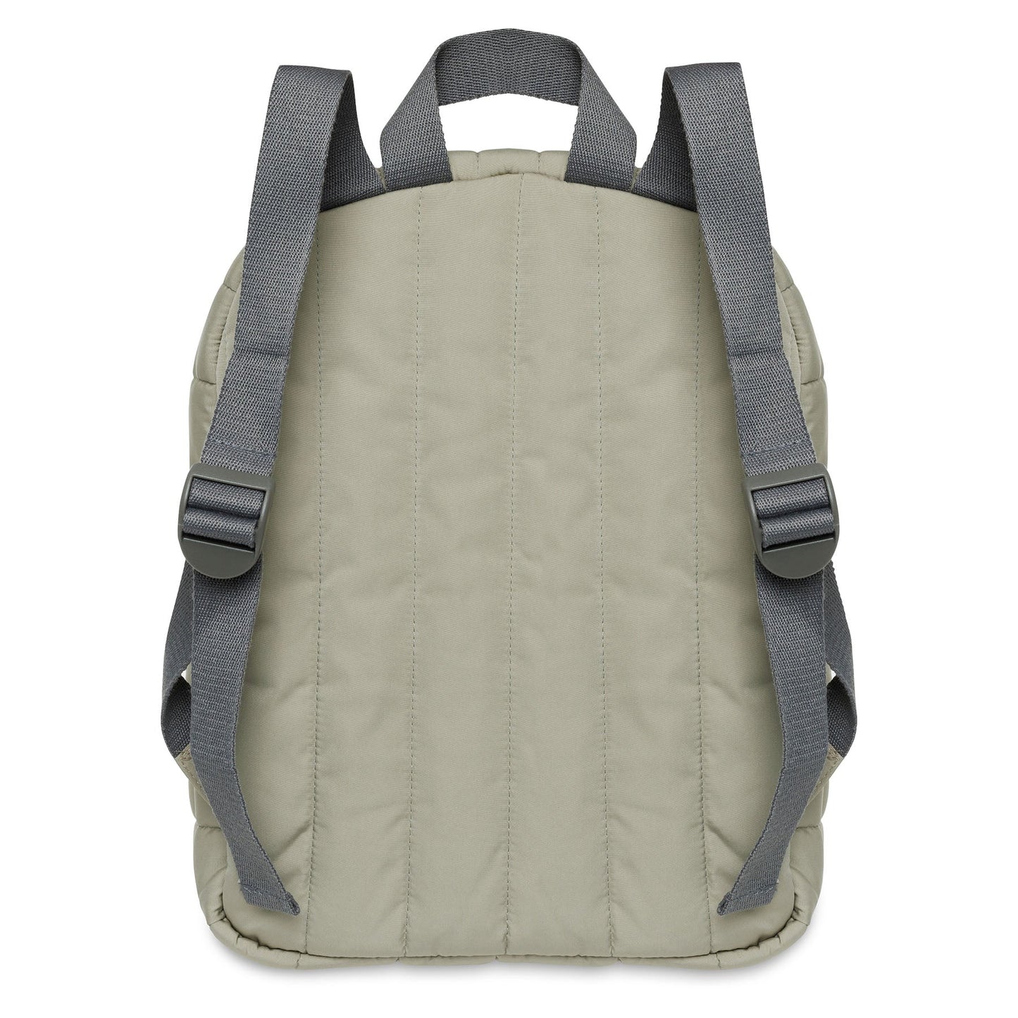 Achterkant van het Rugtasje Puffed in olive green van Jollein met verstelbare schouderriemen, handig rugzakje voor kinderen