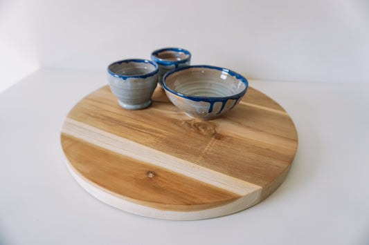 Gegraveerde ronde houten tapasplank