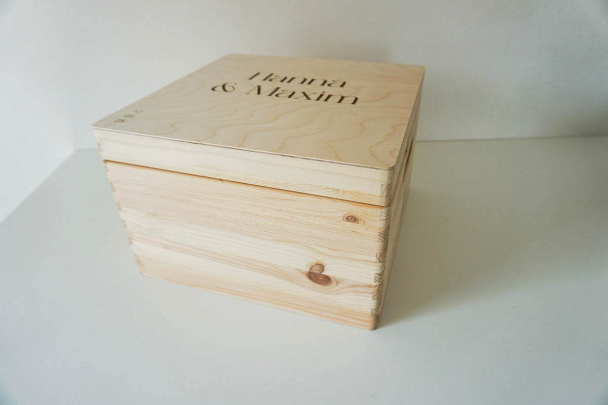 Houten opbergkist met klapdeksel - thema