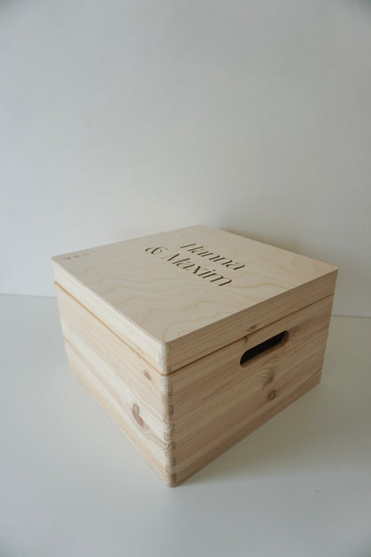 Houten opbergkist met klapdeksel - thema