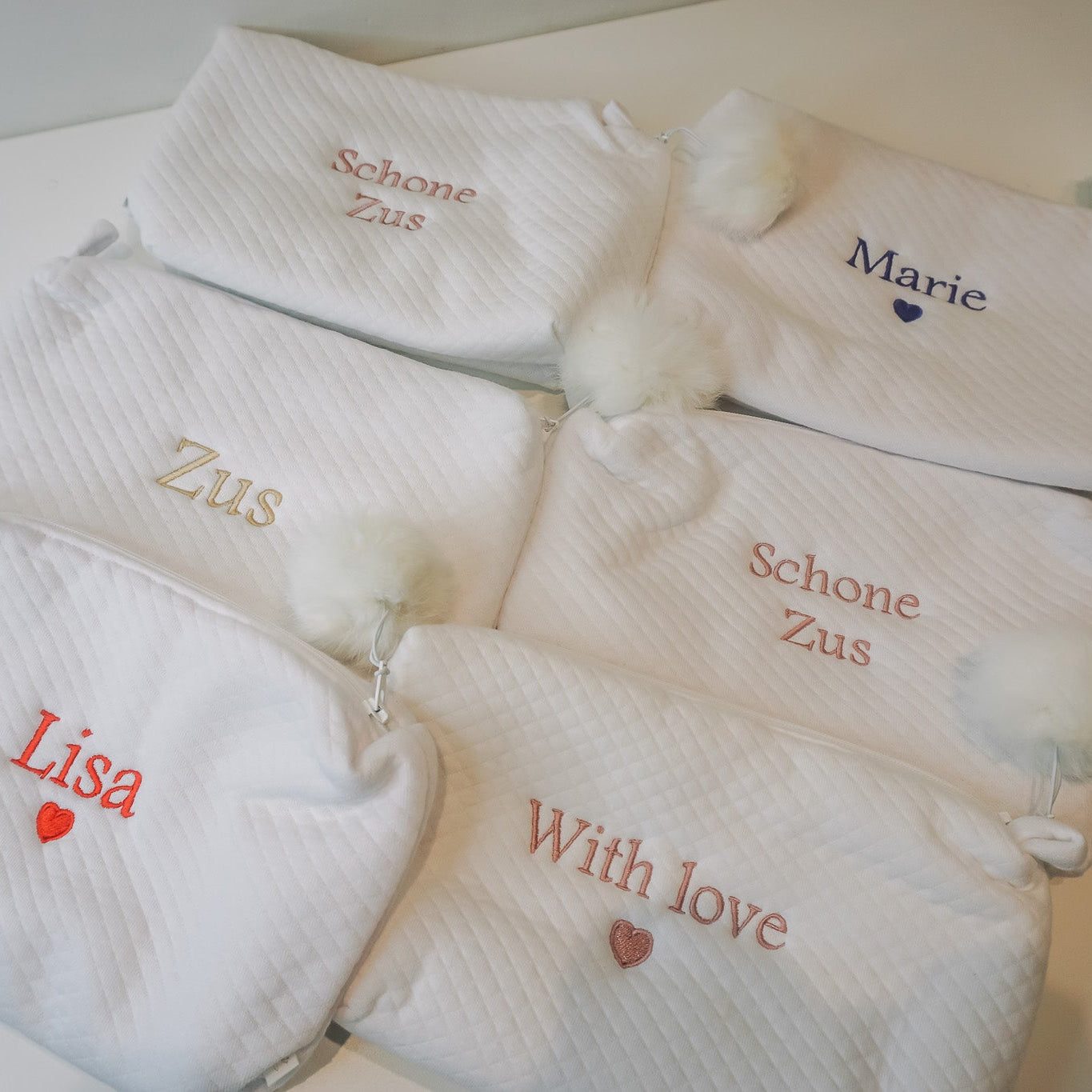 Luxe toilettasje of make-up tasje uit wafelstof bij www.krea-haus.be