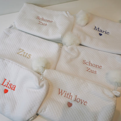 Luxe toilettasje of make-up tasje uit wafelstof bij www.krea-haus.be
