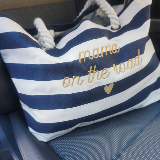 Strandtas voor mama geborduurd