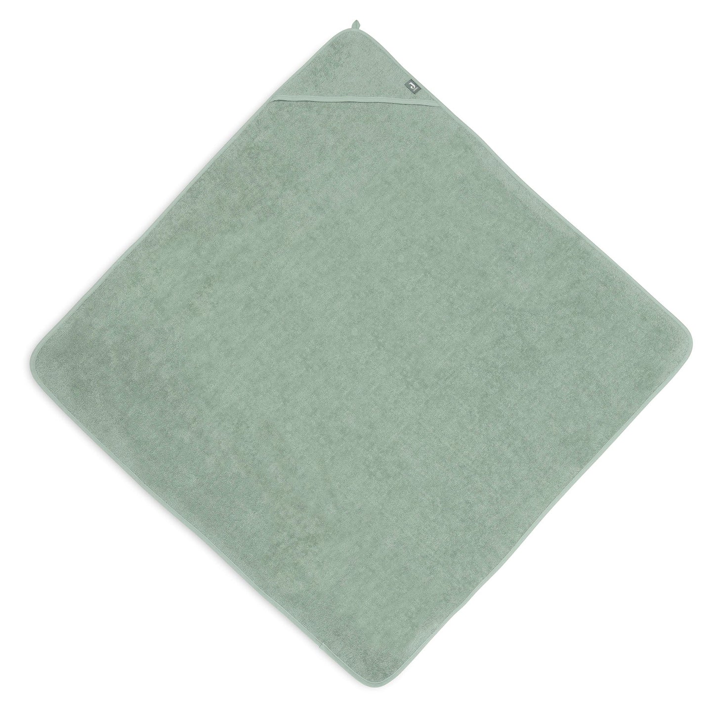 Badcape badstof 100x100 cm in ash green van Jollein, zachte badcape voor baby die geborduurd kan worden met naam en leuk is als geboortegeschenk.