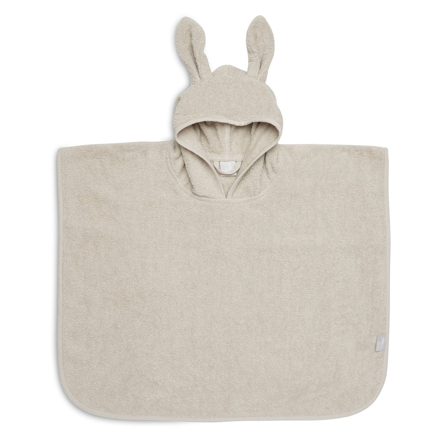 Badponcho badstof in nougat van Jollein, zachte badponcho voor baby met capuchon en oortjes die geborduurd kan worden met naam