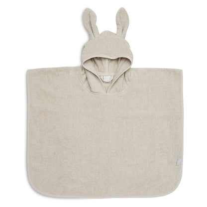 Badponcho badstof in nougat van Jollein, zachte badponcho voor baby met capuchon en oortjes die geborduurd kan worden met naam
