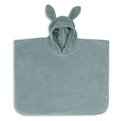 Badponcho badstof in sea green van Jollein, zachte badponcho voor baby met capuchon en oortjes die geborduurd kan worden met naam