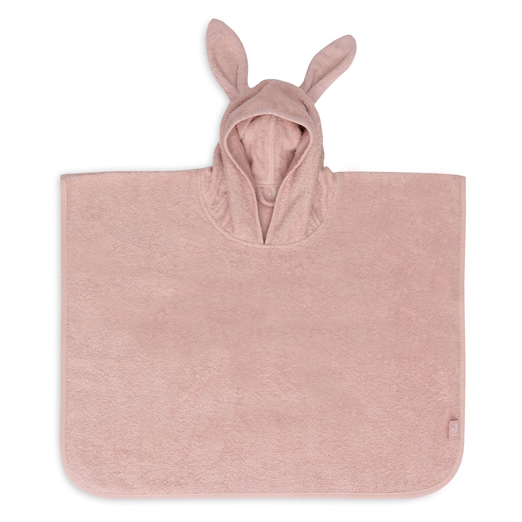 Badponcho badstof in wild rose van Jollein, zachte badponcho voor baby met capuchon en oortjes die geborduurd kan worden met naam