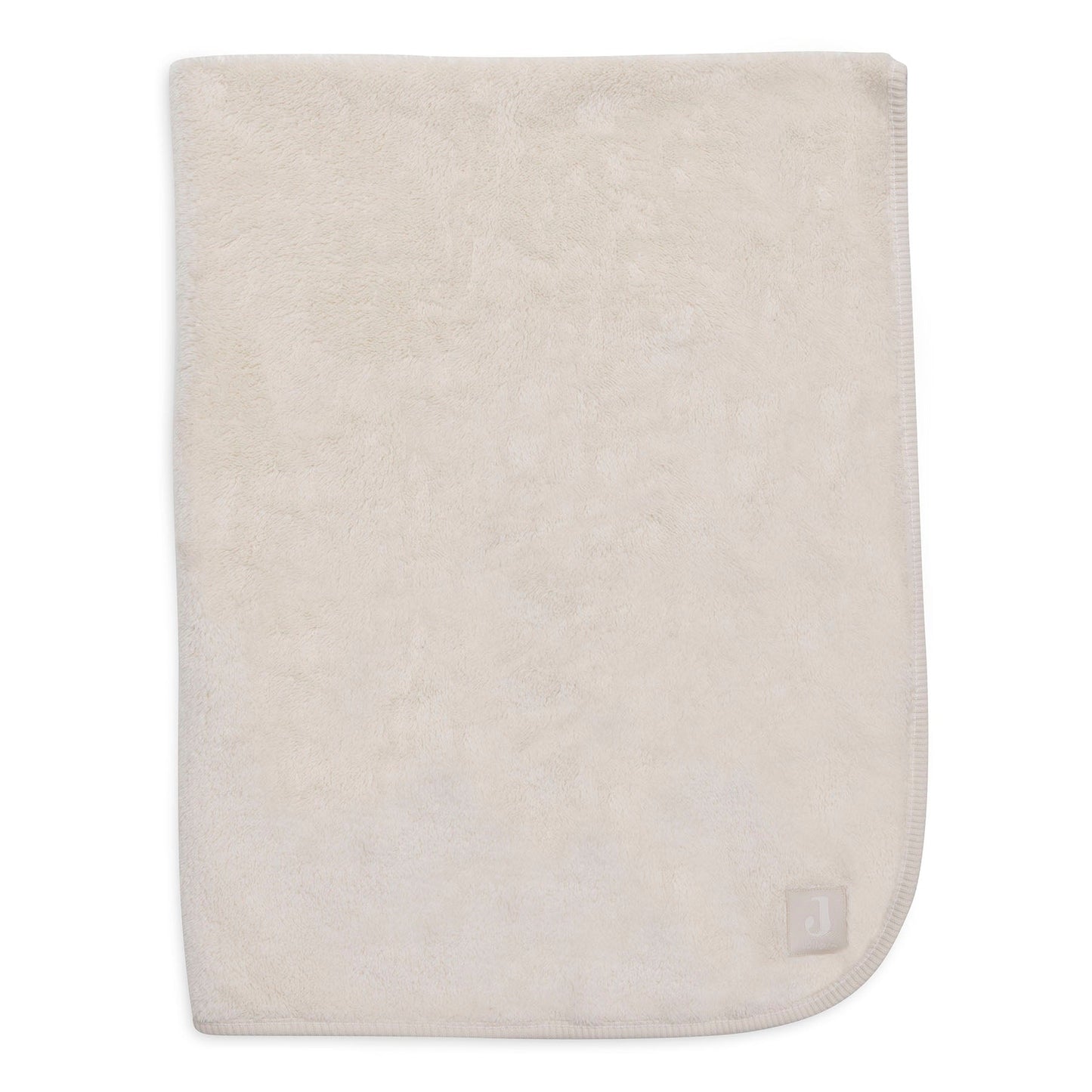 Deken wieg 75x100 cm Basic Jersey Sherpa in oatmeal van Jollein, zachte reversible babydeken die geborduurd kan worden met naam.