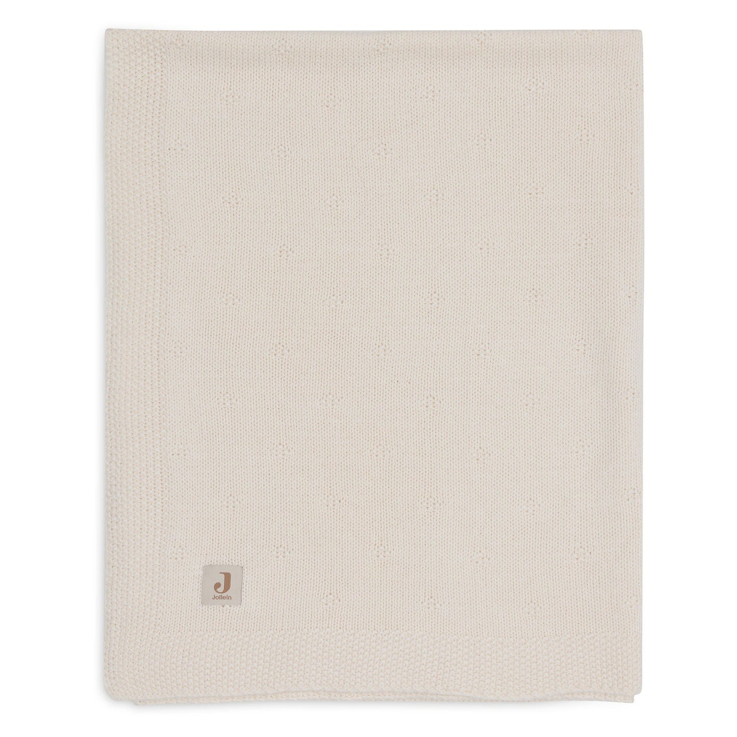 Deken wieg 75x100 cm Cosy Knit Velvet in ivory van Jollein, zachte gebreide babydeken die geborduurd kan worden met naam.
