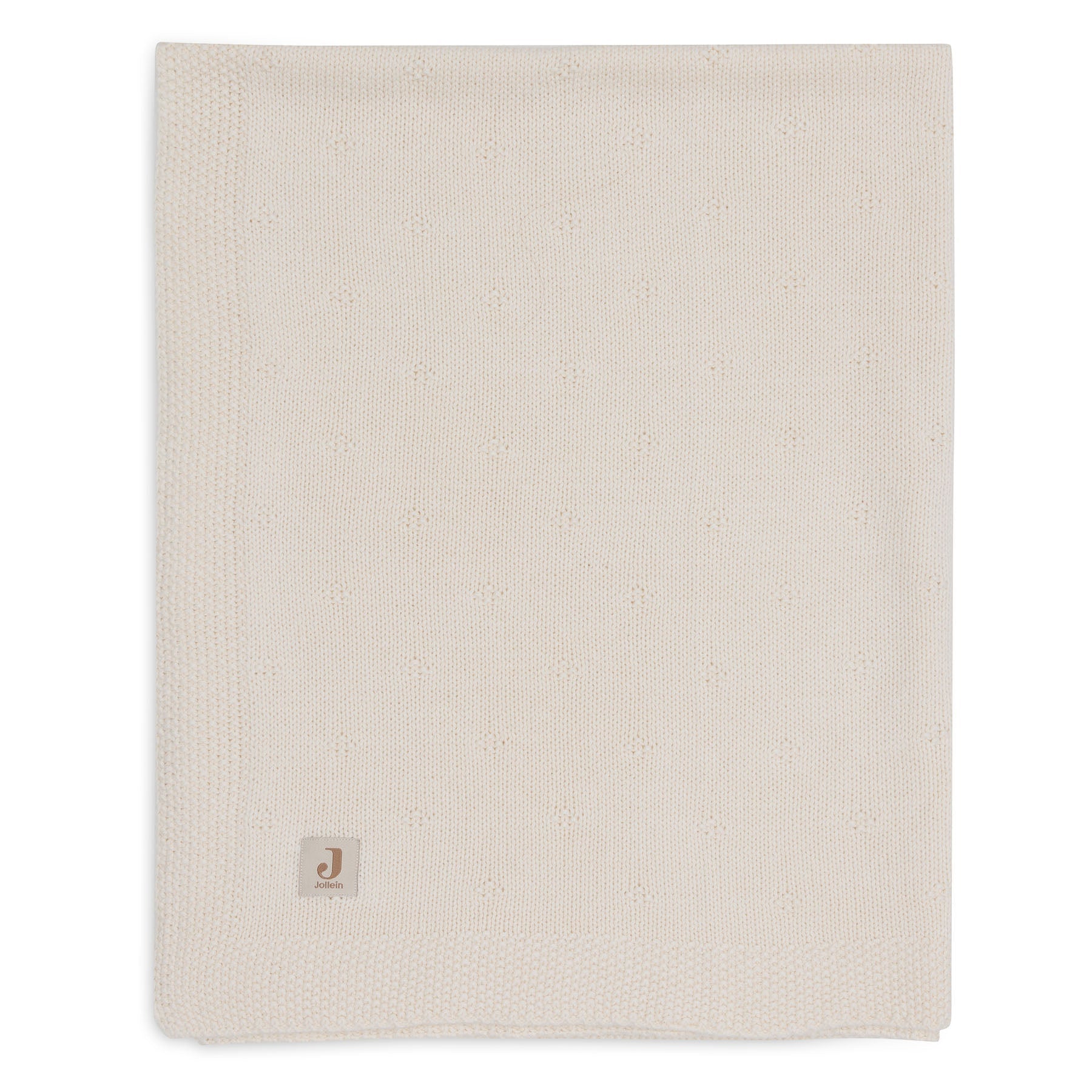 Deken wieg 75x100 cm Cosy Knit Velvet in ivory van Jollein, zachte gebreide babydeken die geborduurd kan worden met naam.