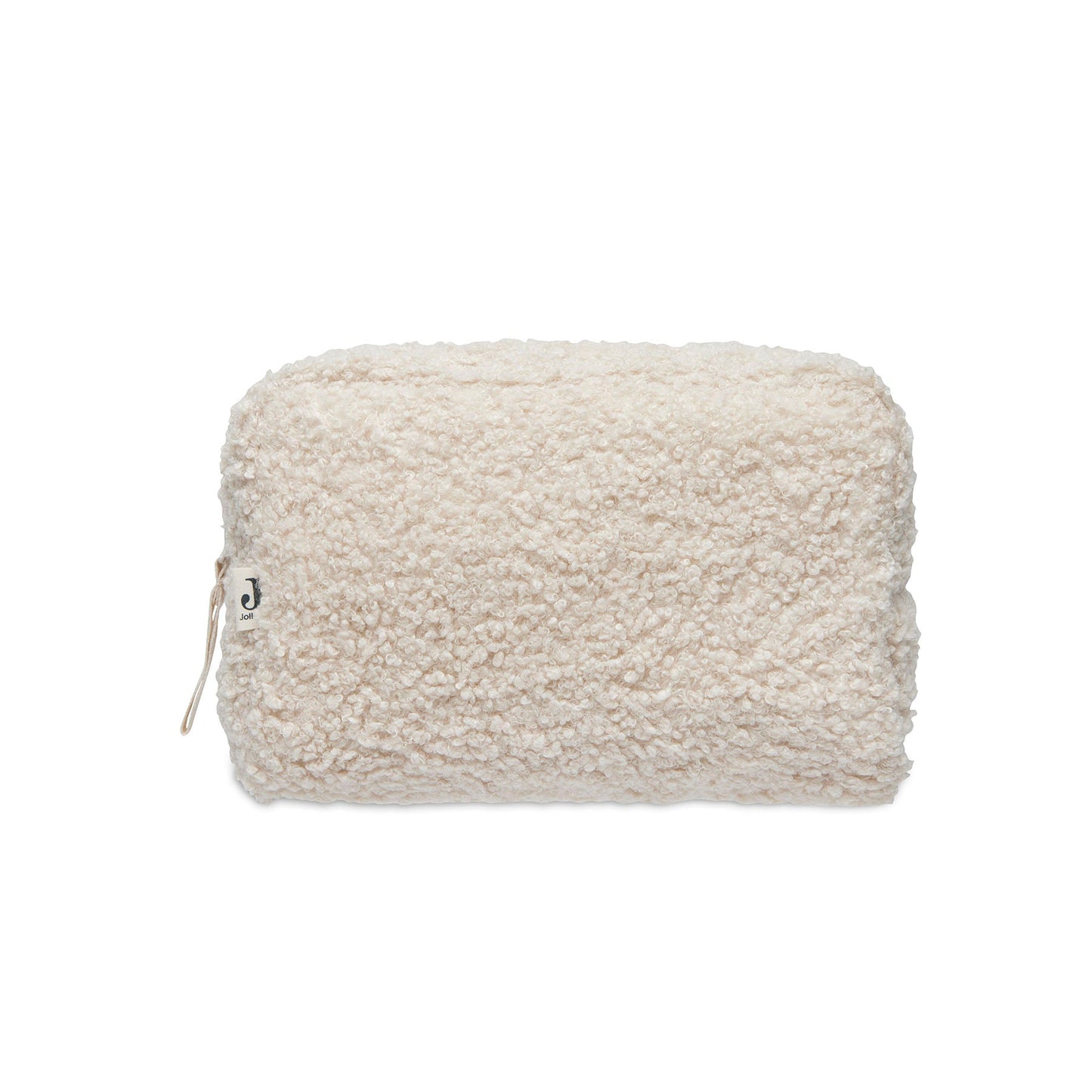 Etui Boucle in naturel (beige) van Jollein, zacht en handig etui voor babyspulletjes of make-up, kan geborduurd worden met naam.