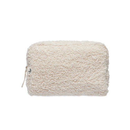 Etui Boucle in naturel (beige) van Jollein, zacht en handig etui voor babyspulletjes of make-up, kan geborduurd worden met naam.
