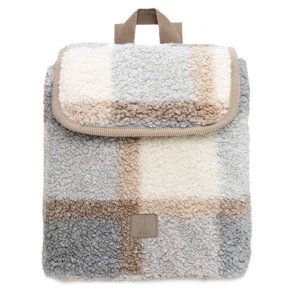 Rugtasje Check Bouclé van Jollein, zacht kinderrugzakje met trendy ruitpatroon voor opvang, school of uitstapjes