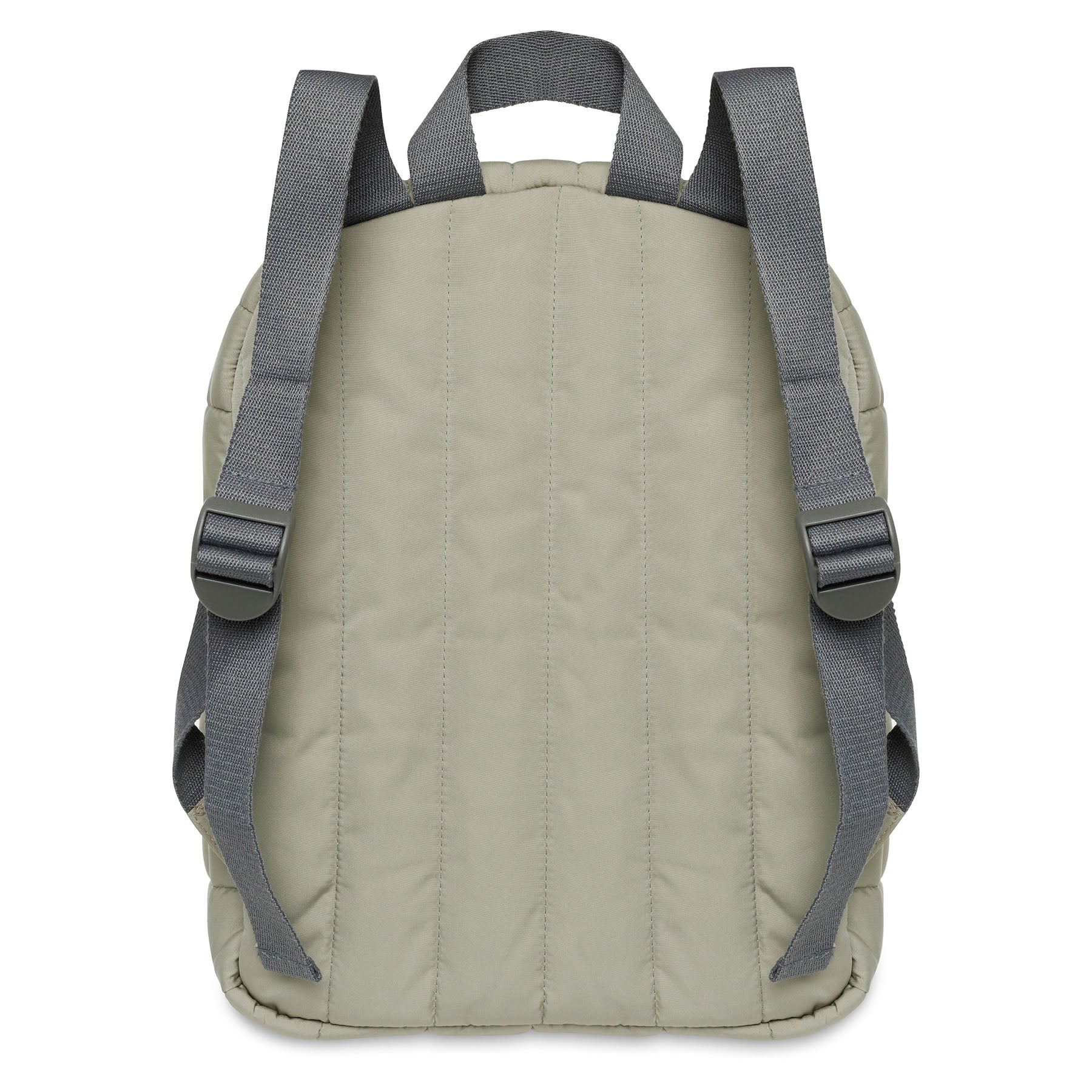 Achterkant van het Rugtasje Puffed in olive green van Jollein met verstelbare schouderriemen, handig rugzakje voor kinderen