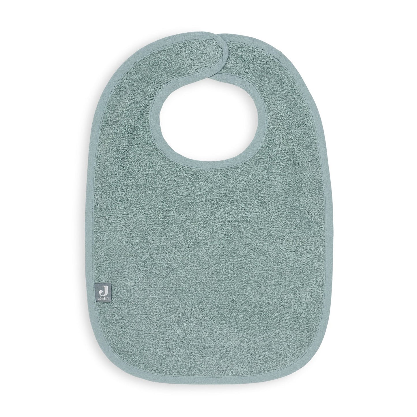 Slab badstof in ash green van Jollein, zachte baby slab met waterafstotende laag voor tijdens het eten of bij kwijlen.