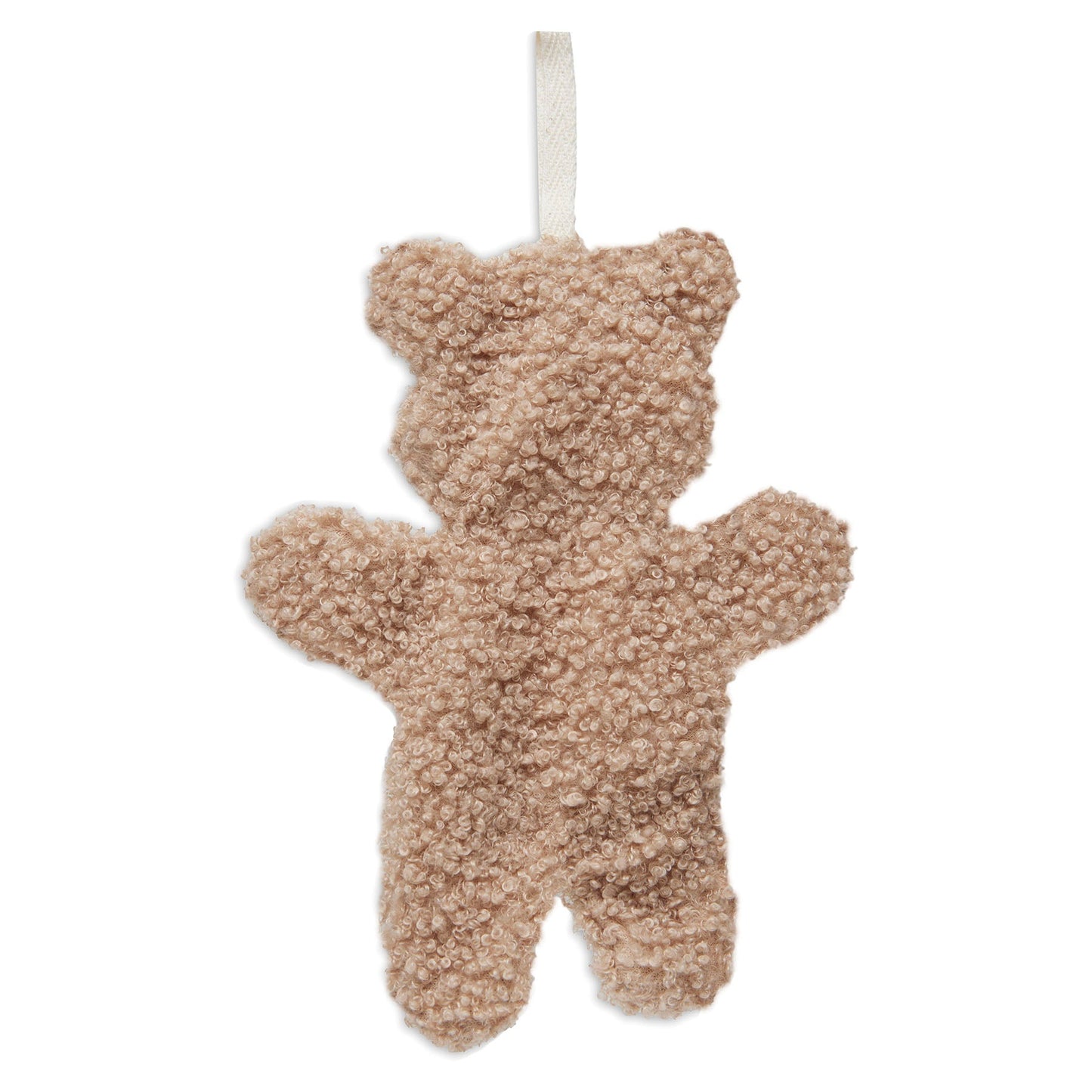 Achterkant van het Teddy Bear speendoekje in biscuit van Jollein, zacht knuffeldoekje voor baby met lusje voor het tutje.