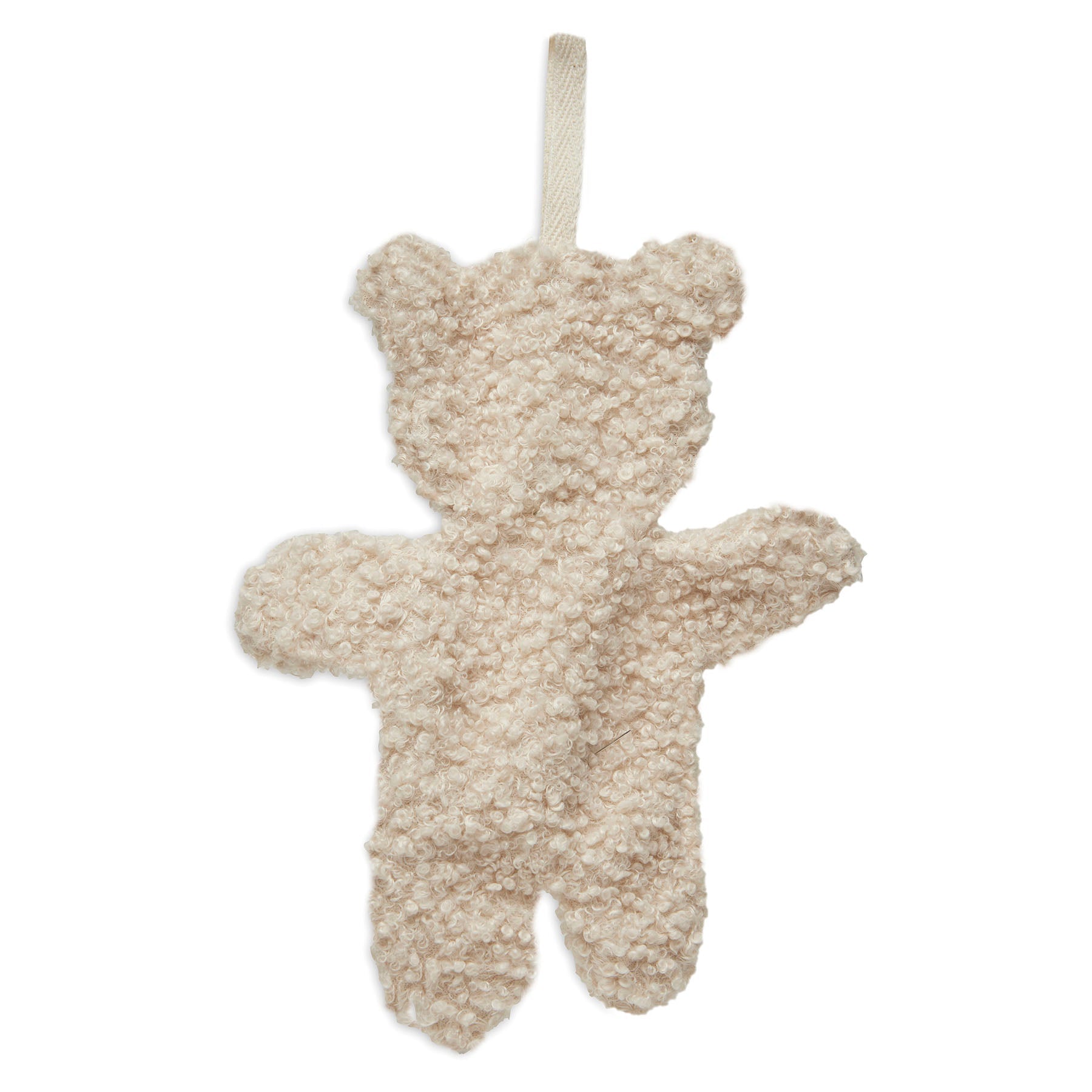 Achterkant van het Teddy Bear speendoekje in naturel van Jollein, zacht babydoekje met lusje om het tutje makkelijk terug te vinden.